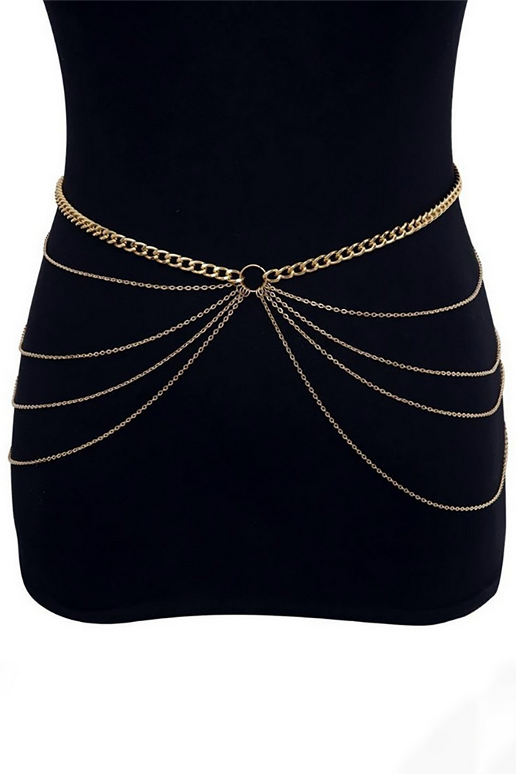 Metallic Layered Fashionable Waist Chain