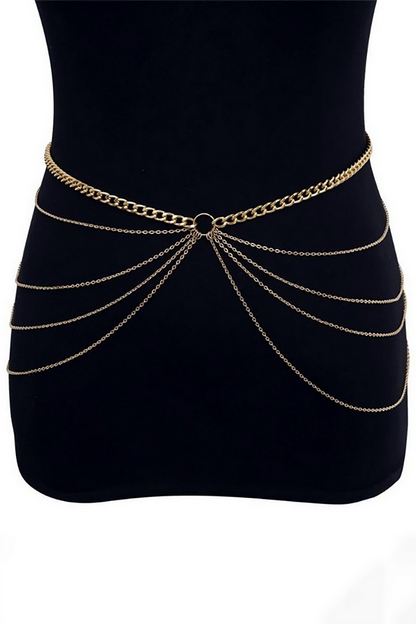 Metallic Layered Fashionable Waist Chain