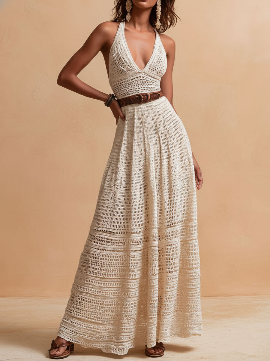 Country Concert Outfit Retro White Boho Maxi Dresses