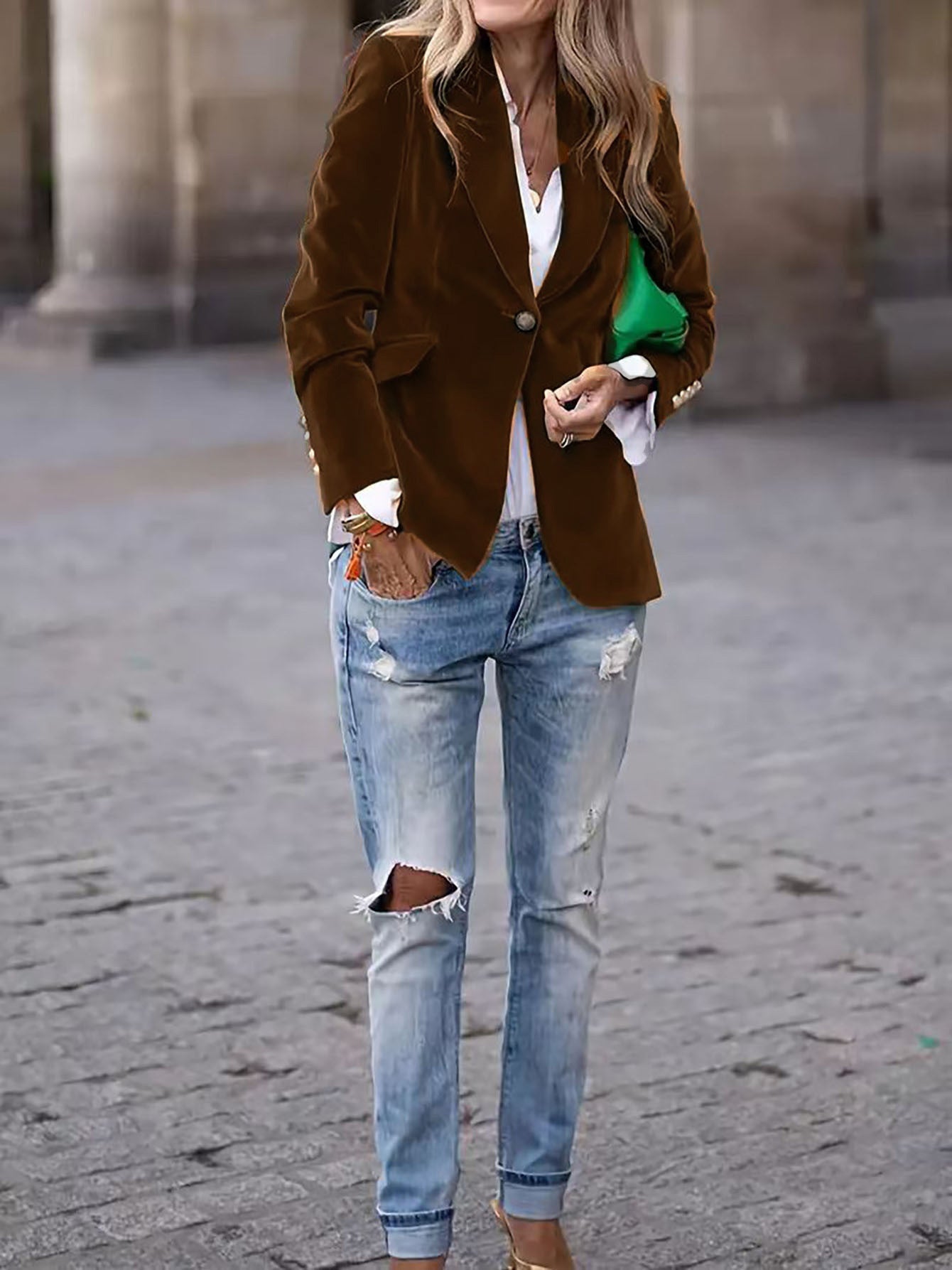 Women's Autumn and Winter Fashion Velvet Blazer