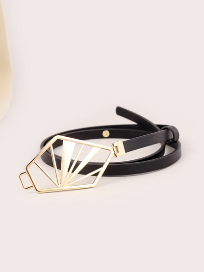 Women's Neutral - Brown Minimalist Leather Geometric Belt MDA0660H5I