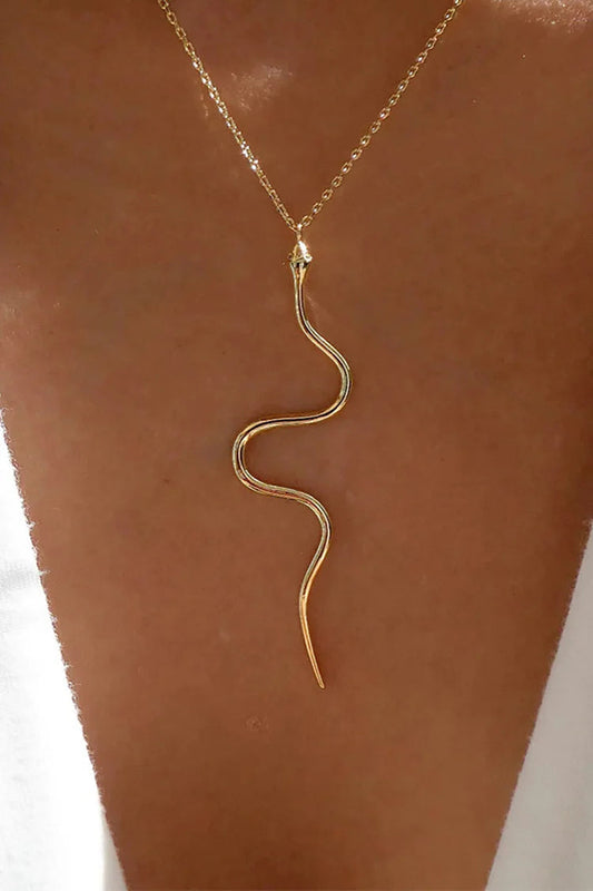 Alloy Snake Pendant Fashionable Necklace-Gold