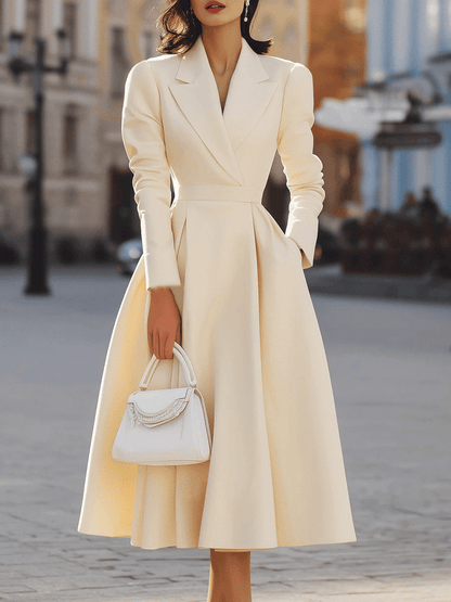 Women's Elegant V-Neck Fitted Waist Long Dress