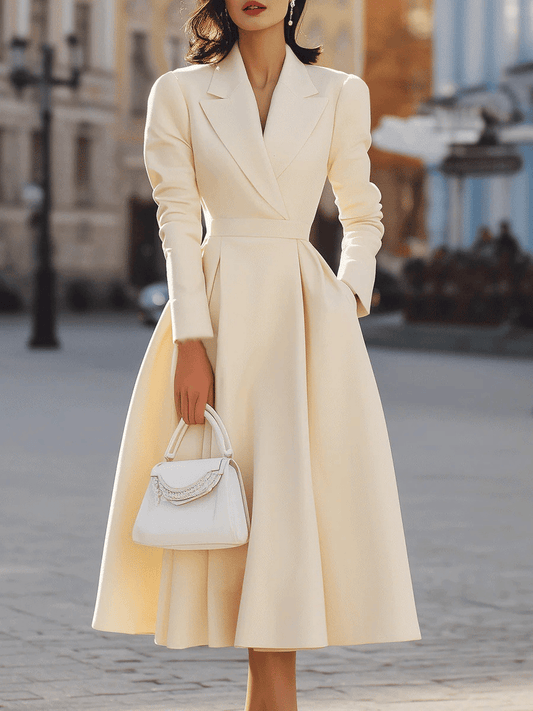 Women's Elegant V-Neck Fitted Waist Long Dress