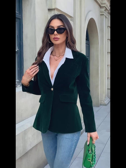 Women's Autumn and Winter Fashion Velvet Blazer
