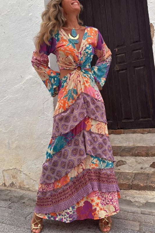 MONTANO ring dress, orange print