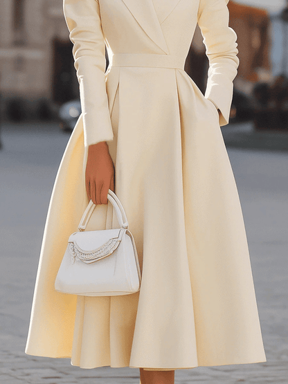 Women's Elegant V-Neck Fitted Waist Long Dress