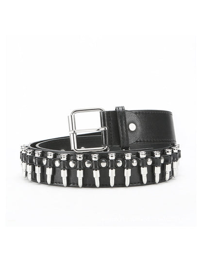 Women's Black Punk - Style Faux Leather Spike - Embellished Waist Belt MDA1645H0I