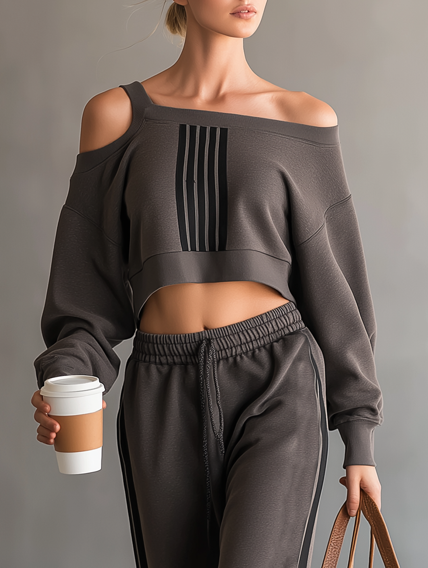 Women's Fashion Off-Shoulder Long-Sleeve Cropped Sweatshirt MDZ2020D5Y