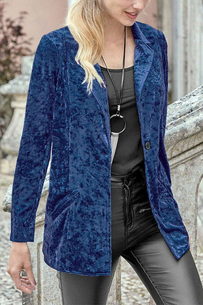 Casual Single Button Velvet Blazer