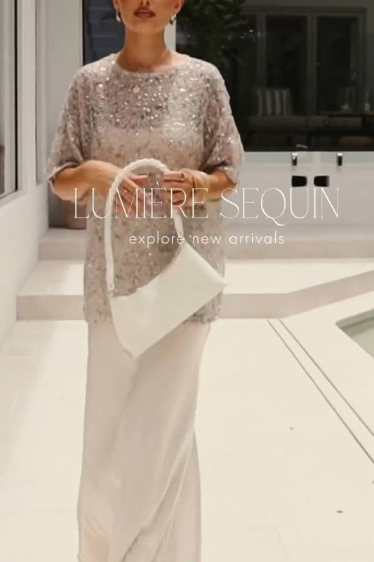 Gold-plated sequined mesh cover-up