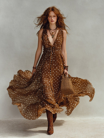 Women's Polka Dot V-Neck Dress