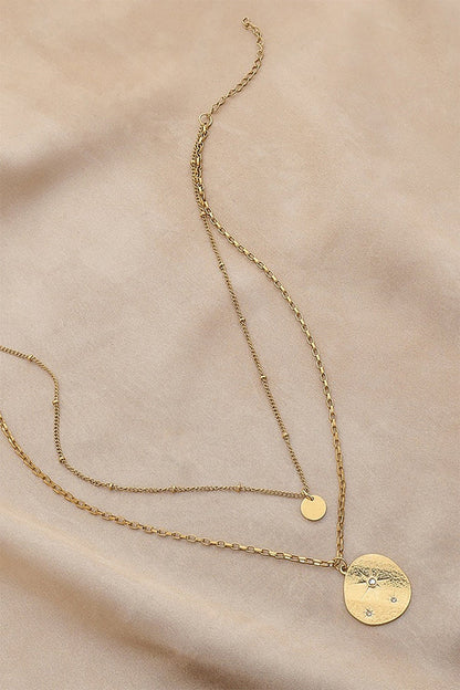 Double-Layer Circle Pendant Necklace