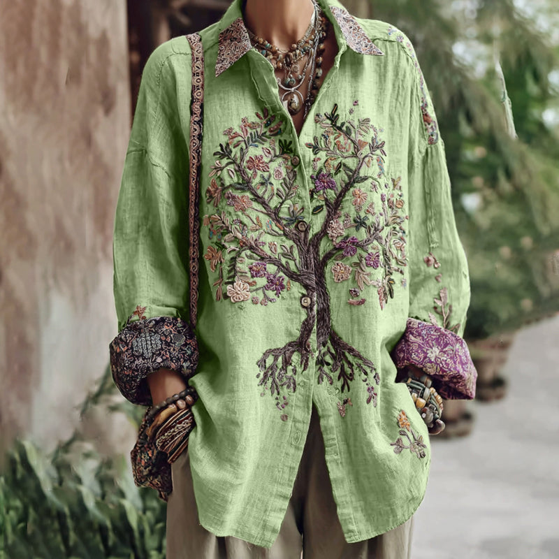 Women's Tribal Tree Of Life Casual Long Sleeve Shirt 3b2c