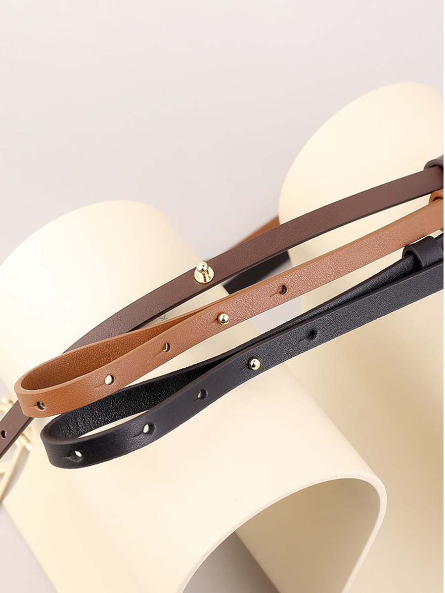Women's Neutral - Brown Minimalist Leather Geometric Belt MDA0660H5I