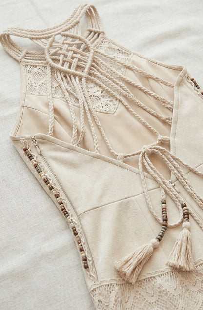 Cotton Boho Embroidered Lace Mini Dress