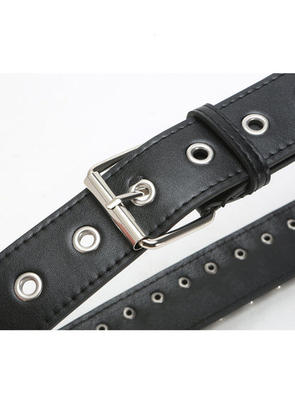 Women's Black Punk - Style Faux Leather Spike - Embellished Waist Belt MDA1645H0I